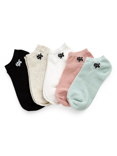 Cat Pattern Detail Socks 5pairs