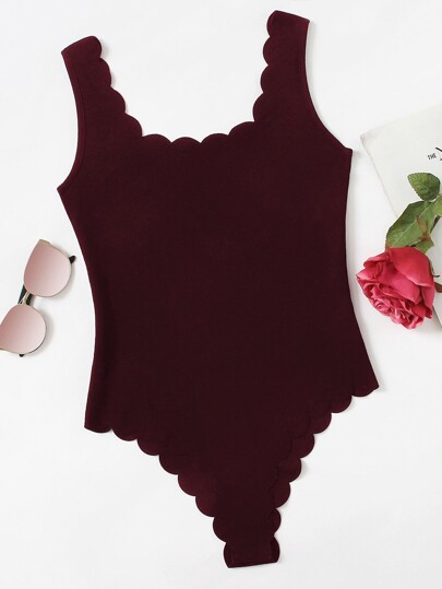 Scallop Trim Tank Bodysuit