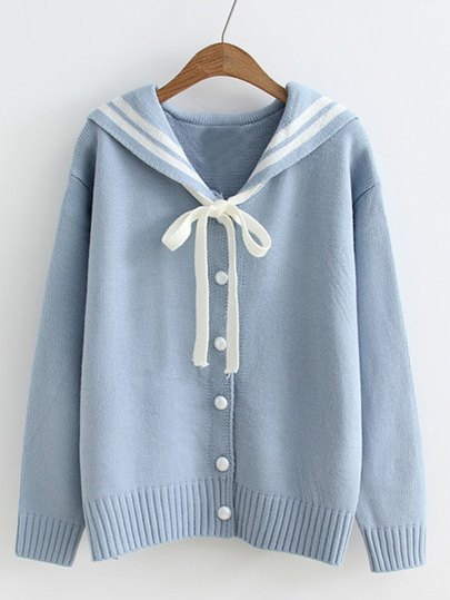Chaqueta de punto a rayas con cuello marinero