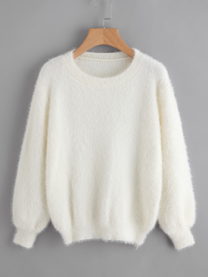 Lantern Sleeve Fluffy Sweater