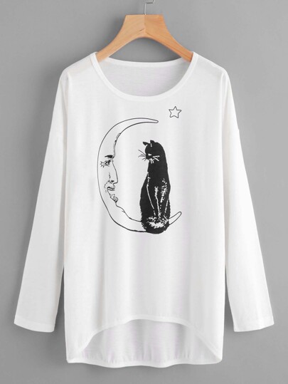 Camiseta asimétrica con dibujos animales