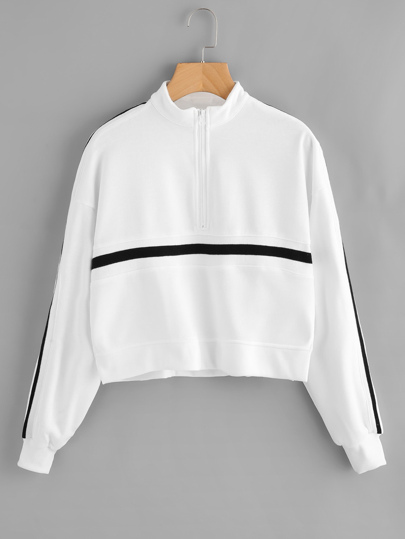 Sweat-shirt avec zip avant rayure