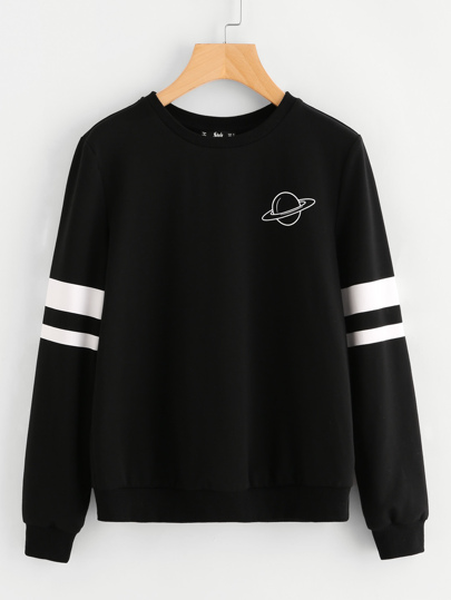 Sudadera con impresión de raya universitaria
