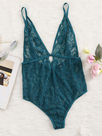 Body triangle en dentelle floral avec col plongeant
