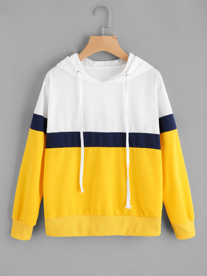 Color Block Cut And Sew Hoodie