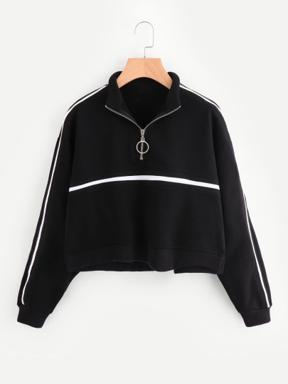 Sweat-shirt détail de bande avec le zip avant