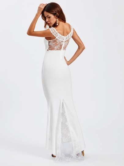 Robe avec pan de poisson avec dos transparent dentelle