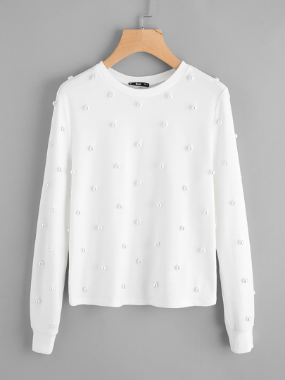 Allover Pearl Beading Pullover