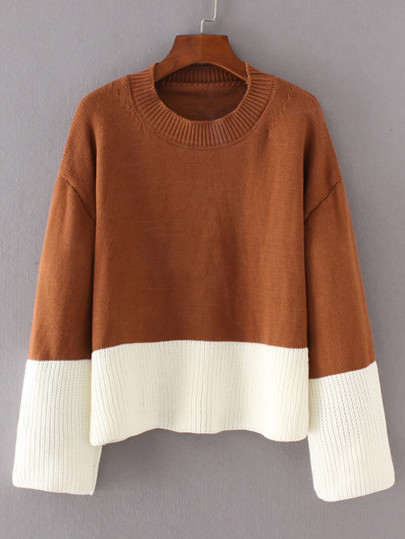 Pull lacéré en tricot à deux tons