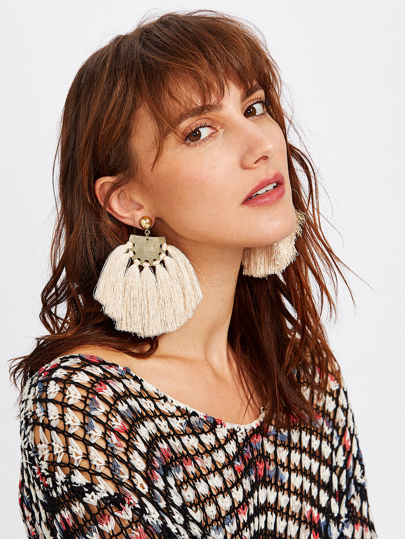 Fan Shaped Tassel Earrings