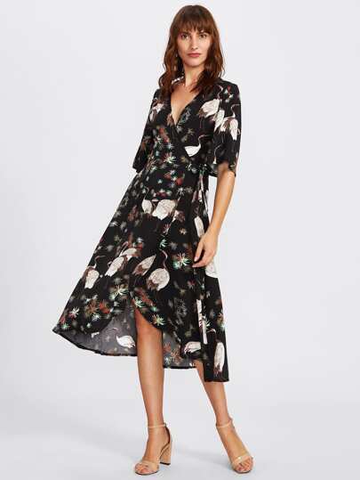 Vestido cruzado con estampado