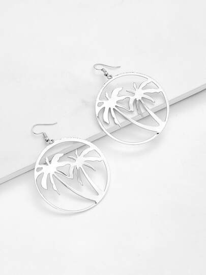 Pendientes con círculo hueco y palmera