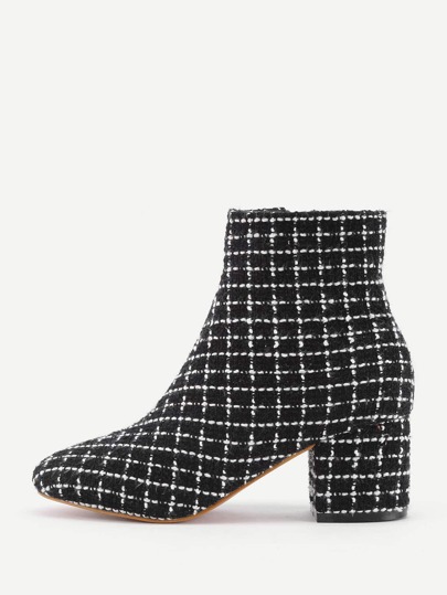 Stivaletti con tacco a righe in stile Gingham