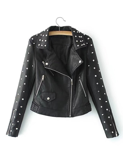 PU Moto Jacke mit Niet Design