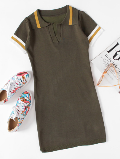 Striped Sleeve Knit Dress
