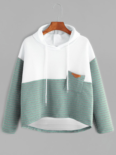 Sudadera asimétrica a rayas en contraste