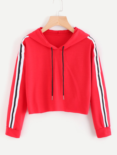 Sudadera de capucha a rayas en contraste