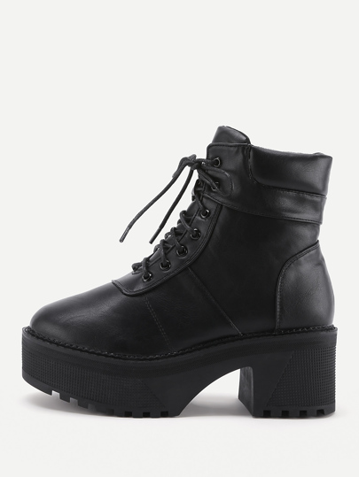 Botines de cuero sintético con cordones