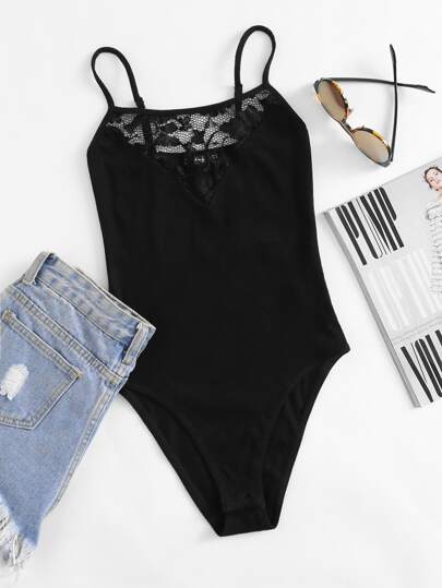 Floral Lace Front Cami Bodysuit