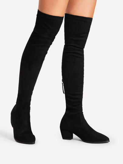 Bottes à la cuisse à talons hauts avec le zip