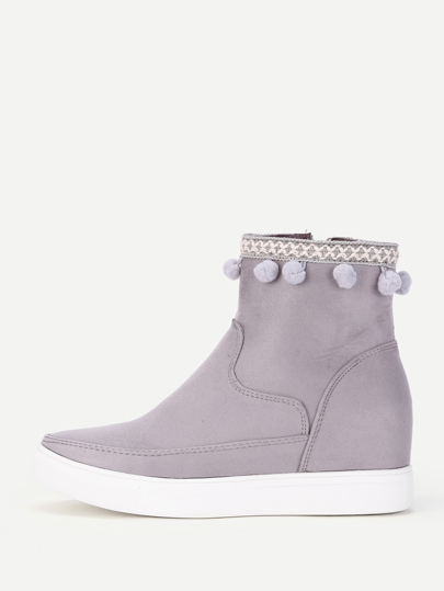 Botines tobilleros con pompones