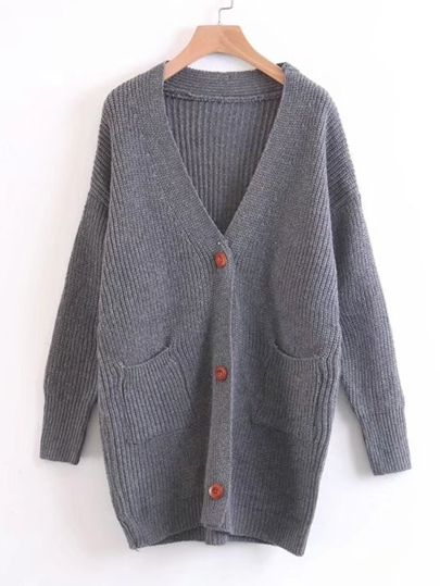 Longline Ribbed Knit Cardigan