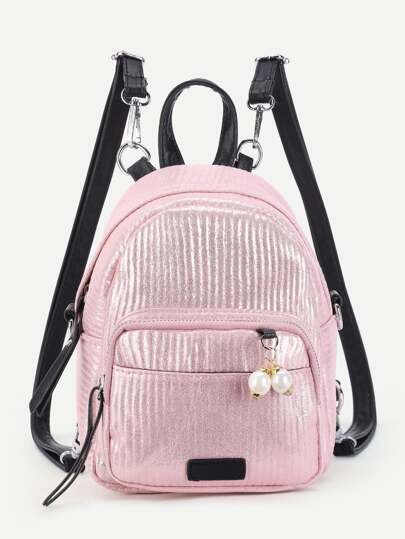 PU Rucksack mit Kunstperlen Detail