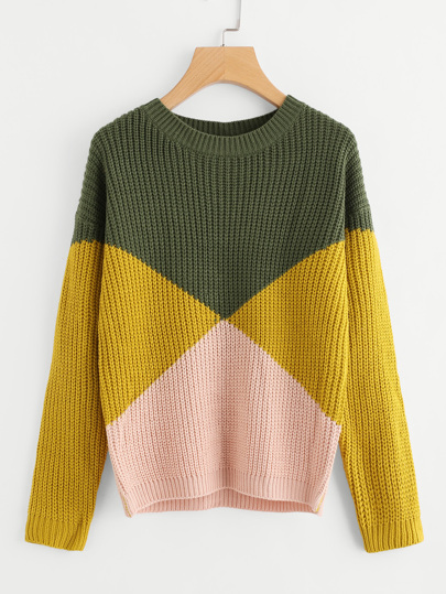 Cut And Sew Chunky Knit Sweater