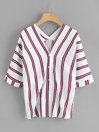 Blusa escote V de rayas