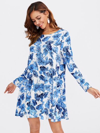 Kleid mit Blattmuster