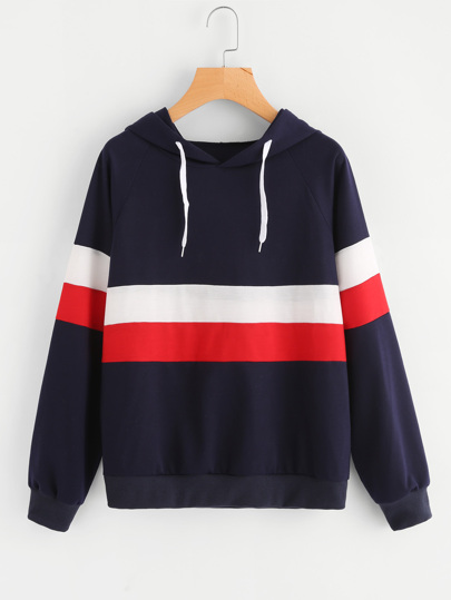 Color Block Striped Hoodie