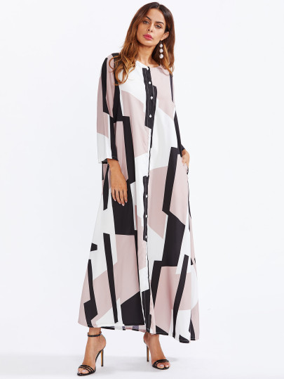 Color Block Shirt Dress