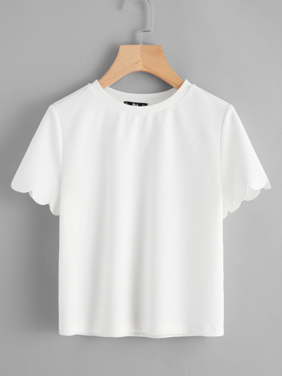 Scalloped Edge Sleeve Tee
