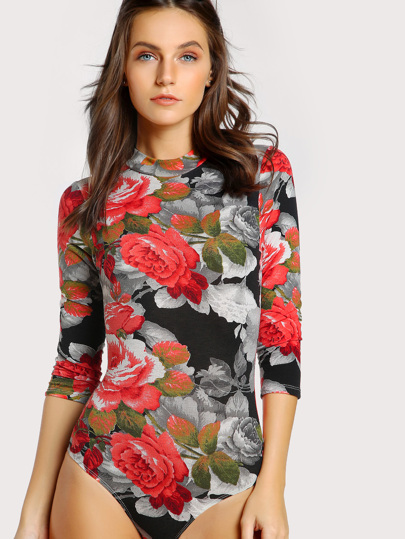 Body col montant imprimé des fleurs