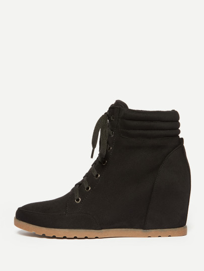 Botines de cuña oculta con cordones