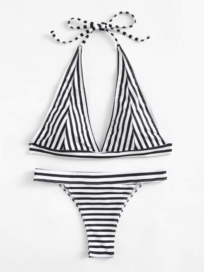 Ensemble de Bikini ras de cou rayure
