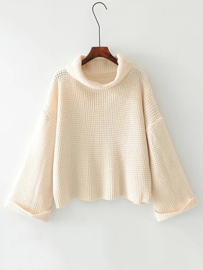 Suéter tejido waffle de cuello alto