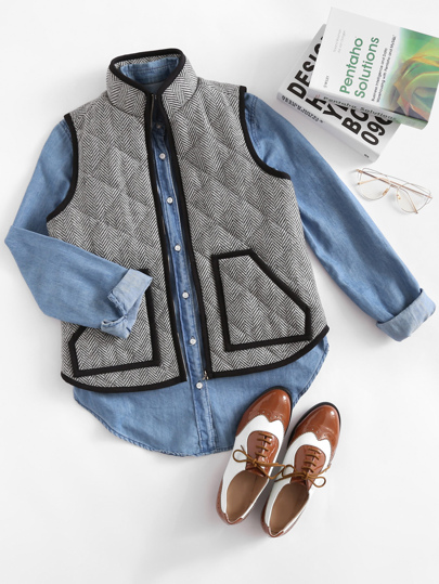 Patch Pocket Contrast Binding Vest