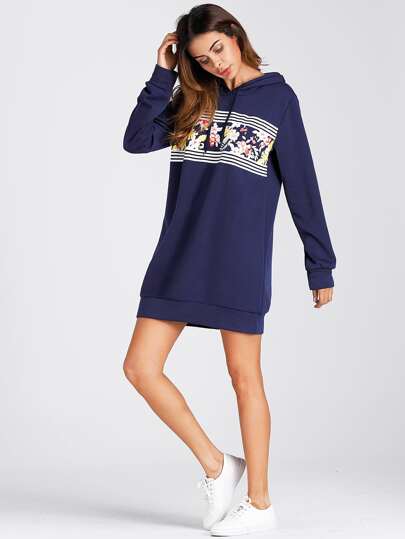 Vestito floreale con cappuccio