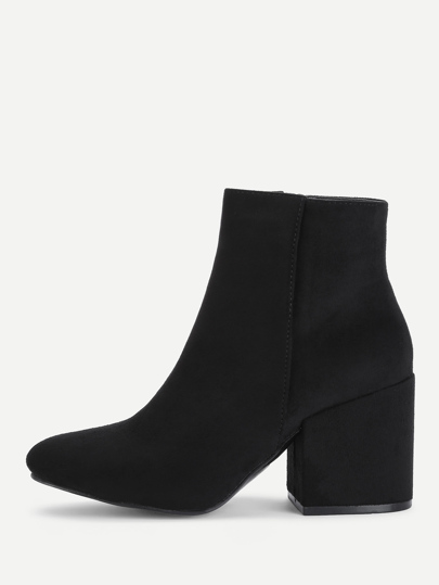 Side Zipper Block Heeled Ankle Boots