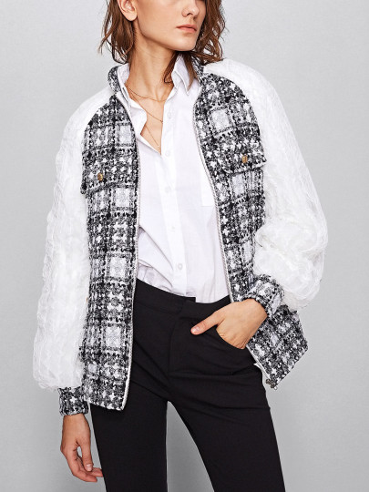 Jacke mit Falten, Netzstoff und Raglanärmeln