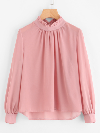 Frill Collar Puff Sleeve Blouse