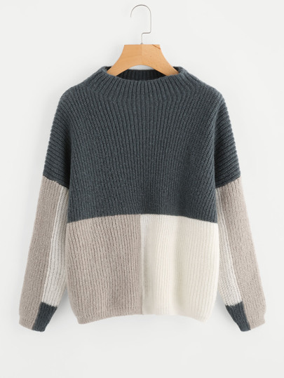 Jersey con cuello alzado en color block