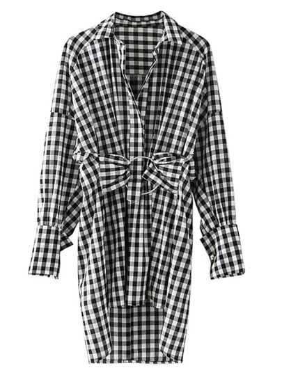 Ring Linked Dip Hem Gingham Dress