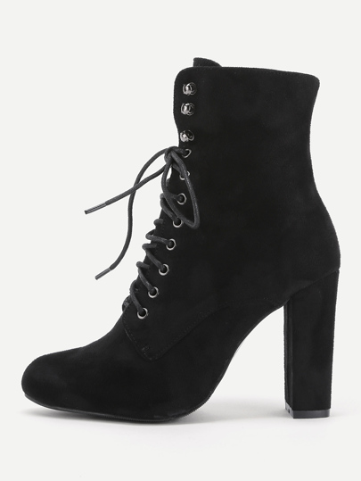 Bottes de cheville à talons hauts à lacets