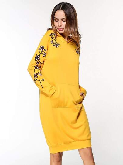 Vestido estilo sudadera con bordado de flor