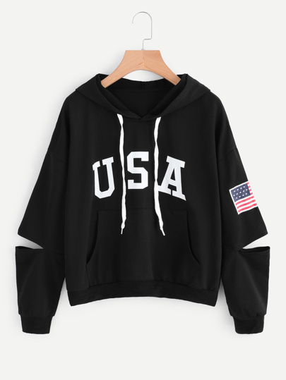 Sudadera con bandera de manga con abertura
