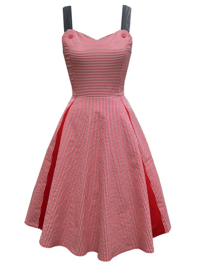 Contrast Panel Striped Circle Dress