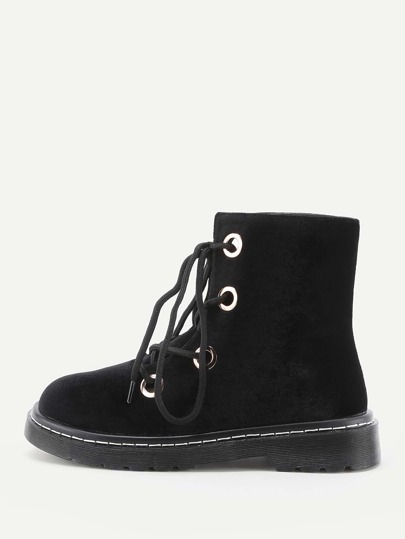Botines de terciopelo con cordones