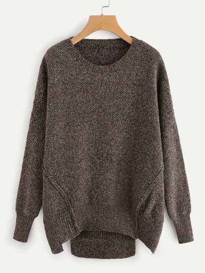 Cut Out Hem Drop Shoulder Sweater